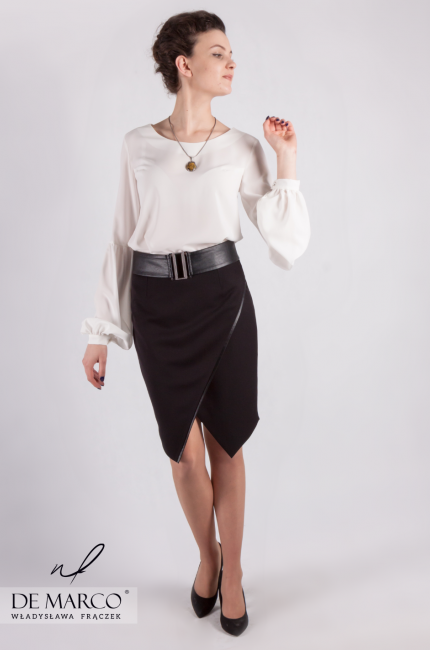 Elegancka spódnica o fasonie ołówkowym do pracy Drina, biura lub korporacji, Wizytowe spódnice od projektantki mody