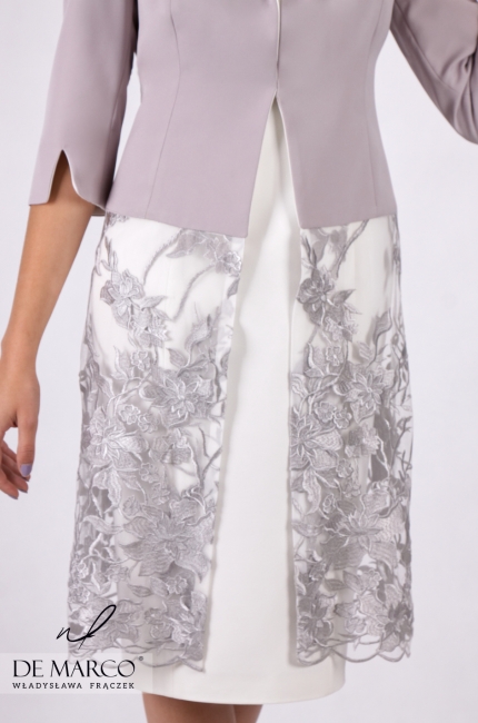 Ekskluzywny płaszczyk z koronką Ele, Eleganckie płaszcze wizytowe szyte na miarę u projektantki mody z Wadowic