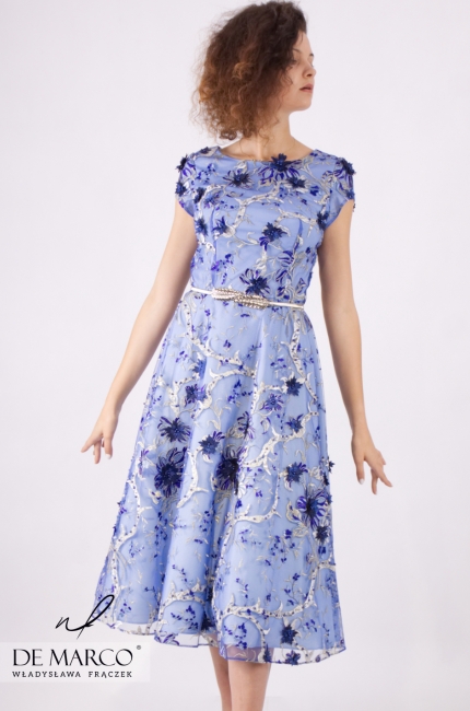 Olśniewająca sukienka z gipiurą 3D, Szycie na miarę dla kobiet po 40/50/60/70 Sara, Szycie na miarę u projektanta
