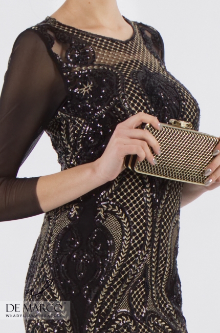 Królewska sukienka w kolorze srebrno - czarnym Juno, Szycie na miarę u Polskiego projektanta
