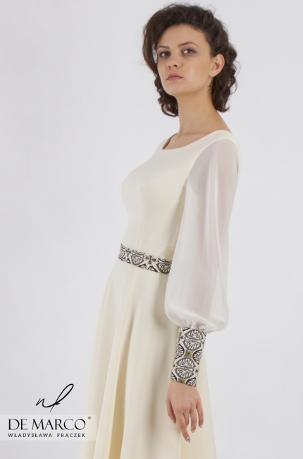 Luksusowa sukienka z elementami żakardowymi na prestiżowe uroczystości Urania, Sklep online