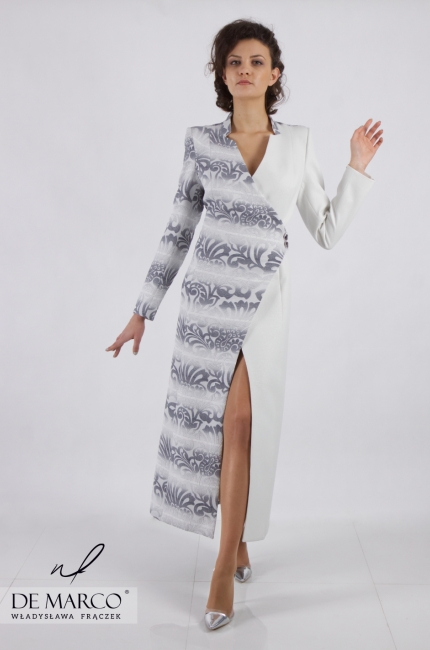 Żakardowy płaszcz/sukienka Kalipso od projektantki mody z Frydrychowic, Markowa odzież damska, sklep online