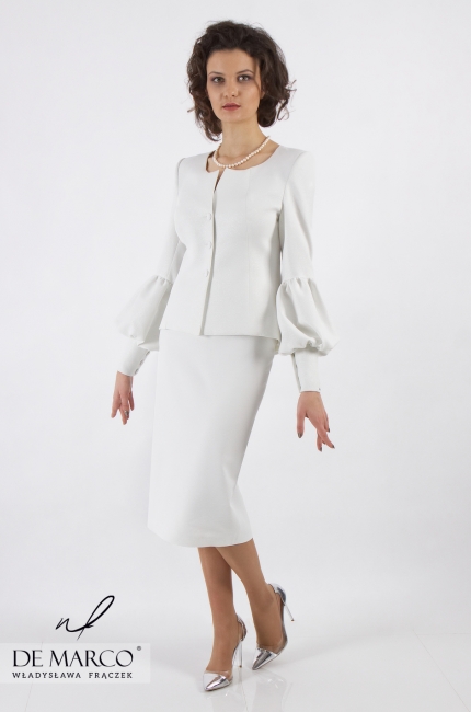 Exclusive suit for a wedding Gracja, Modern women's suits with a skirt