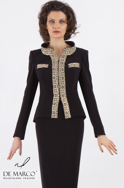 Ponadczasowy kostium typu Chanel Elpis, Oryginalna odzież biznesowa zaprojektowana w De Marco