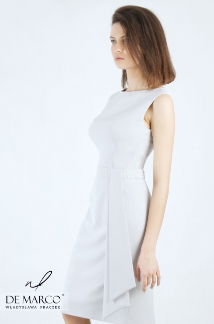 Uroczysta sukienka o fasonie ołówkowym z paskiem Basileja, Modne sukienki od De Marco 2020