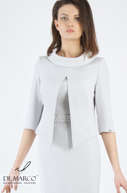 Olśniewający komplet z ołówkową sukienką i nowoczesnym żakietem Basileja, Modne komplety 2020