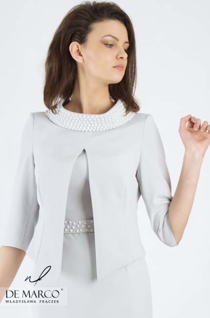 Slimming dress with an exclusive jacket for a wedding Basileja, Unique creations for the wedding