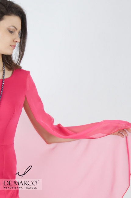 Magiczna suknia w kolorze różowym do kostek Eufemia, Piękne suknie weselne dla mamy 2020