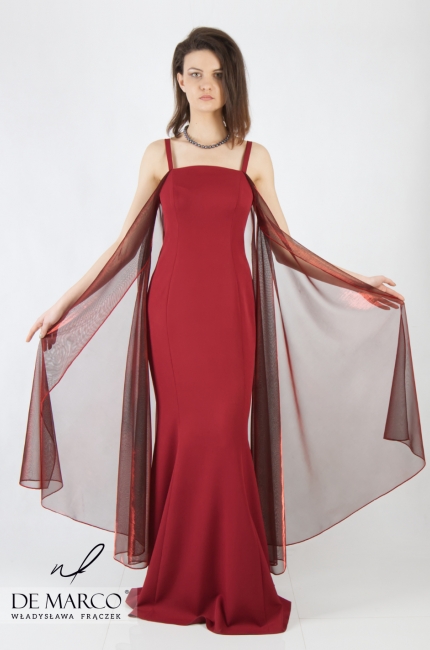 Maxi sukienka czerwona Erazma, Eleganckie sukienki wieczorowe De Marco