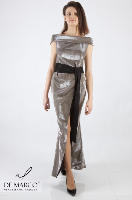 Luksusowa sukienka w kolorze srebra Lorena, Nowa kolekcja 2020 De Marco
