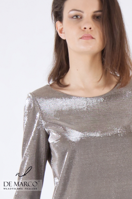 Srebrna sukienka o fasonie w trapez Filona, De Marco - salon mody zaprasza stacjonarnie i online