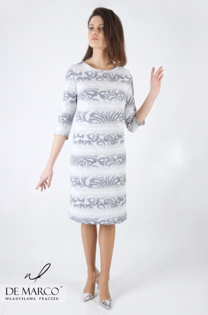 Zjawiskowa sukienka z rękawkami Alessia, Żakardowe sukienki 2020