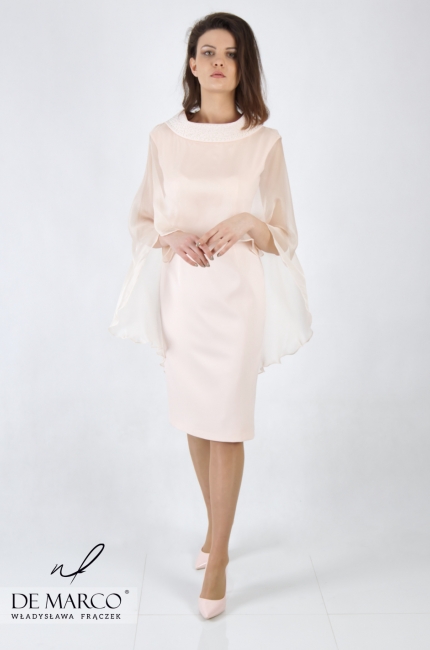 Luksusowa sukienka w kolorze jasno różowym Gracjana, Unikatowe kreacje od projektanta