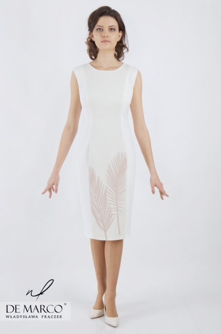 Śmietankowa sukienka żakardowa Leoncja, Stylizacje Wiosna - Lato 2020