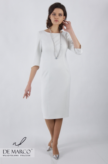 Klasyczna sukienka z cięciami o ołówkowym fasonie Leandra, De Marco - Polski producent odzieży biznesowej