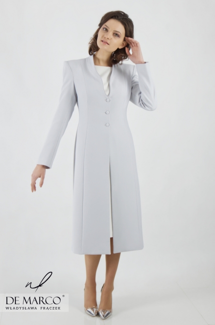 Luksusowy płaszczyk od projektantki mody Carski W7, Profesjonalna odzież wizytowa szyta na miarę