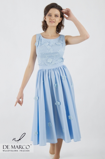Genialna sukienka na uroczystości odbywające się na świeżym powietrzu Kinga, Niebieskie sukienki od De Marco 2020