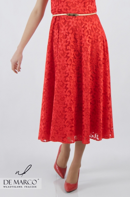 Elegancka sukienka koronkowa o długości midi Dajana II, Nowoczesne stroje wizytowe 2020
