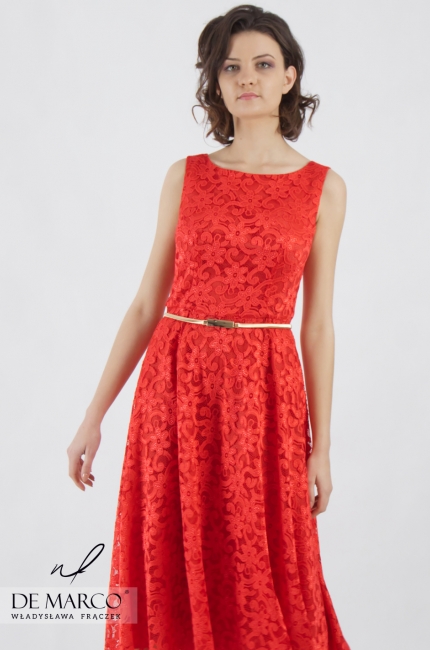 Ekskluzywna sukienka z czerwonym żakietem Dajana II, Wizytowe komplety 2020