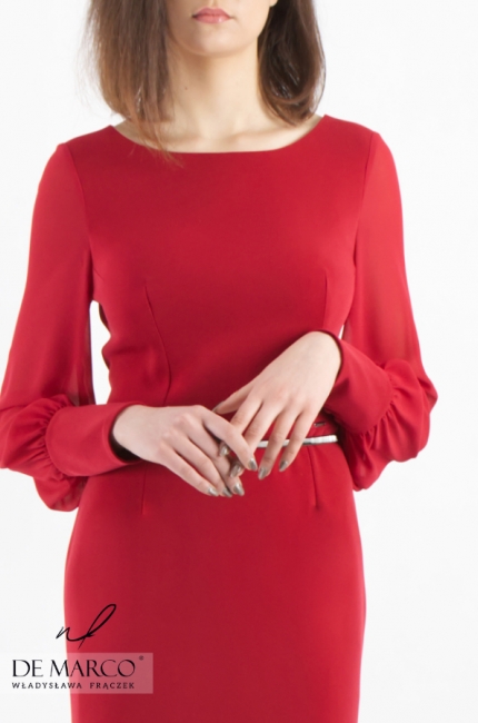 Reprezentatywna sukienka w kolorze czerwonym dla bizneswoman Psyche II, Nowa kolekcja 2020/2021