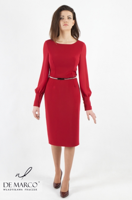 Perfekcyjna ołówkowa sukienka w kolorze czerwonym Psyche II, Produkt polski