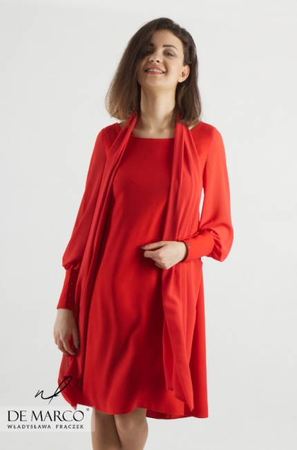 Mocno czerwona sukienka biznesowa na ważne spotkania Magda, De Marco - sklep online