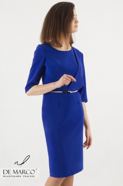 Chabrowa sukienka do połowy kolana Clementine, Biznesowa moda 2020/2021