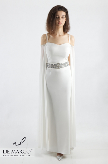 Luksusowa długa sukienka dla Pani Młodej Elpidia, Eleganckie kreacje ślubne 2020