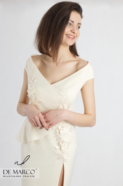Beautiful dress with a slit on the leg Graciela, Sensual creations sewn online