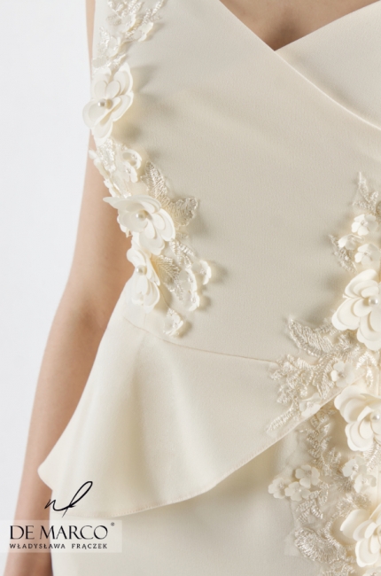 Oryginalna suknia ślubna z gipiurą w kwiaty Graciela, Unikatowe projekty od De Marco