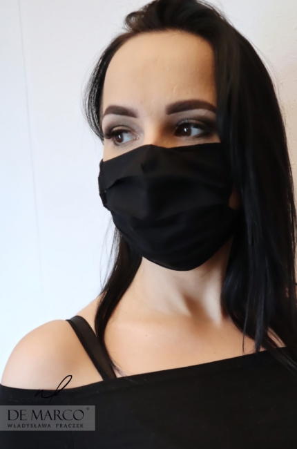 Wygodne i dopasowane maseczki ochronne na twarz idealne do pracy i na zakupy, Czarna maska kosmetyczna z De Marco Frydrychowice