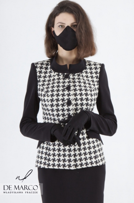 Czarna maseczka wizytowa, Eleganckie maski dla kobiet aktywnych zawodowo