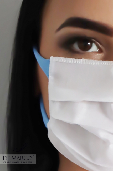 Cotton mask with blue elastic ears for work