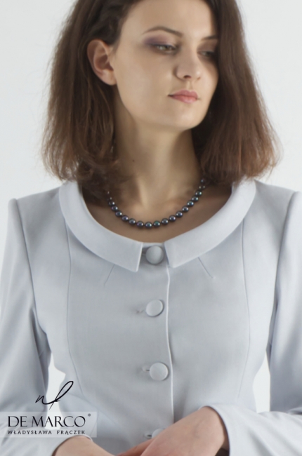 Exclusive costume for business meetings Heladia, Sewing at fashion designer Władysława F.