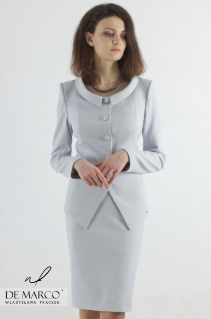 A sophisticated costume with a delicate stand-up collar Heladia, exclusive women's clothing for overweight women