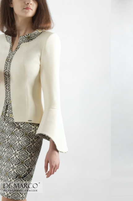 Fashionable business suit for women working in high positions in the company Kaliksta, Jacquard costumes 2020