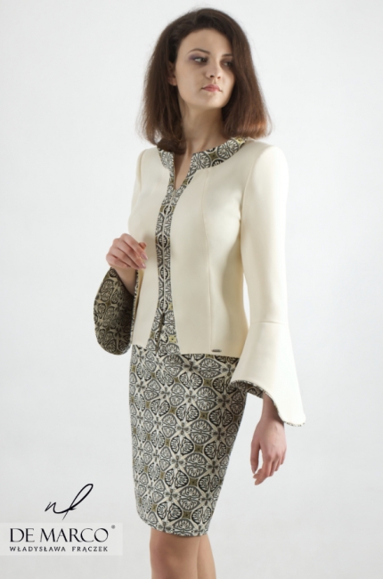 Jacquard suit for professionally active women Kaliksta, Modern business clothing