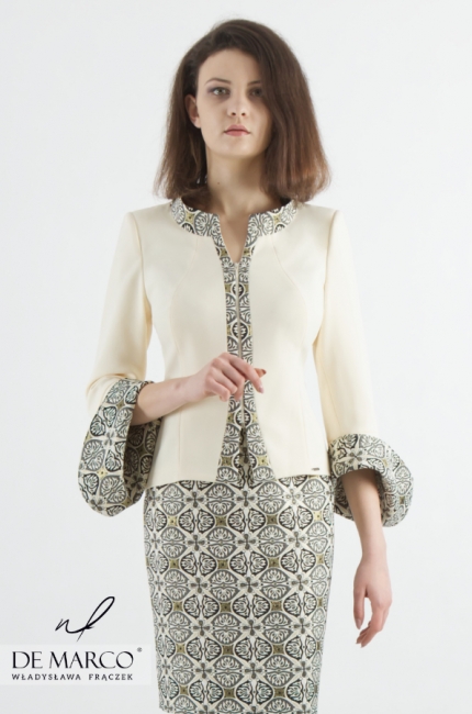 Beige suit for diplomat, lawyer, doctor Kaliksta, Metamorphosis at a fashion designer