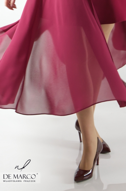 Nowoczesna sukienka dwuczęściowa w kolorze bordo Eufrazja, Moda weselna 2020/2021 od De Marco
