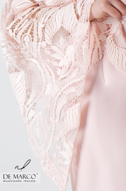 Śliczna sukienka z różowym etole Leona, Eleganckie komplety damskie 2020