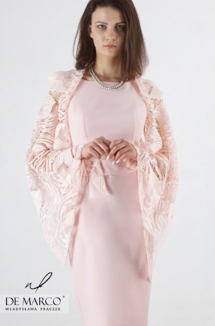 Cudowna sukienka z koronkowym płaszczykiem na komunię 2020 Leona, Sklep De Marco - szycie na miarę