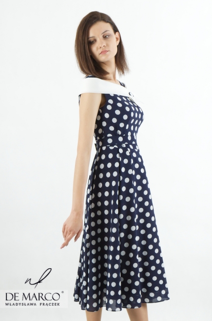Audrey Hepburn Groszki Retro Vintage Sukienka koktajlowa