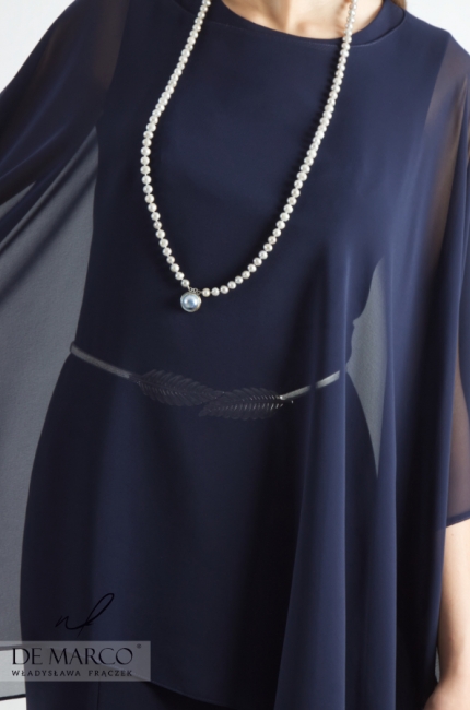 Granatowa, elegancka tunika do sukienki, odwiedź sklep internetowy De Marco