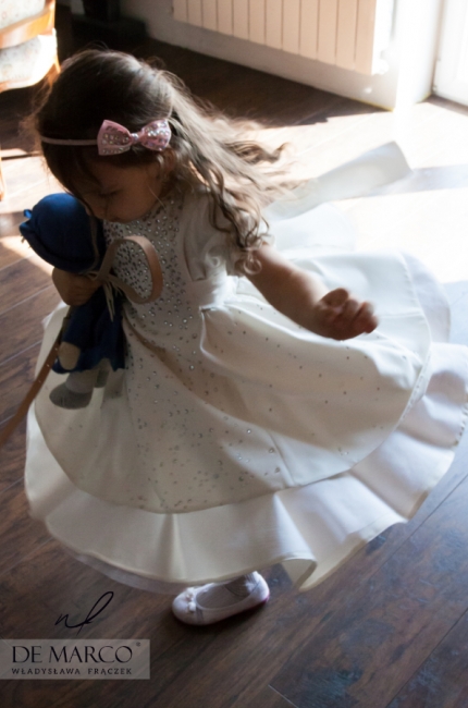 Girl's dress design and sewing by a seamstress