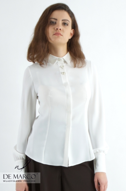 Women's white classic shirt with a collar