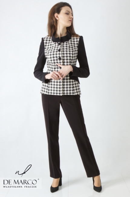 Niezwykle eleganckie i wygodne garnitury damskie firmy De Marco-polskiego producenta dyplomatycznej mody damskiej.