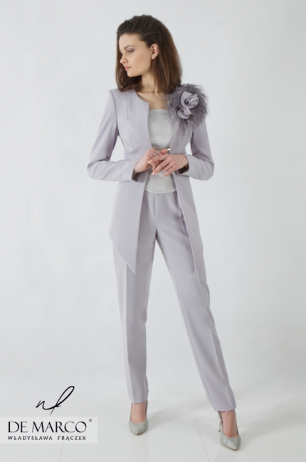 Eleganckie garnitury damskie na wesele, sklep z luksusową odzieżą De Marco