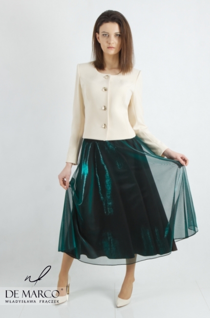 Sewn in Poland elegant skirt 3/4 shiny. De Marco online store