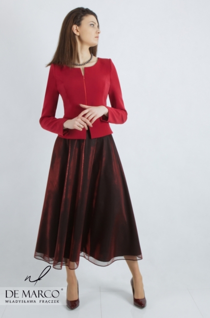 Elegant two-layer claret 3/4 skirt. The most fashionable styles with a midi skirt