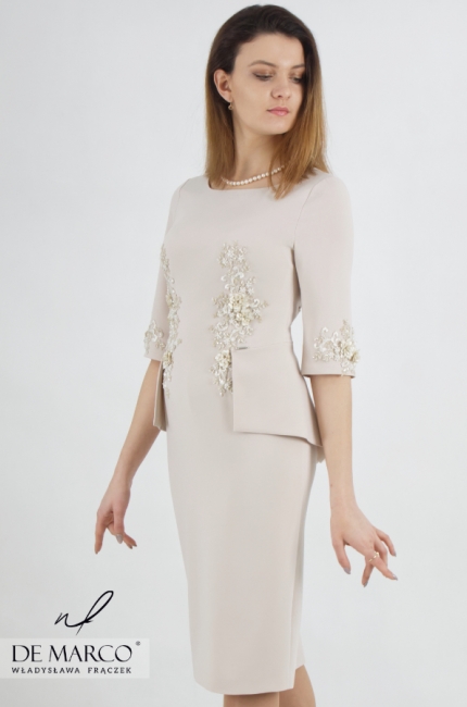 Elegancka ołówkowa sukienka z baskinką dla Mamy Wesela - Helena